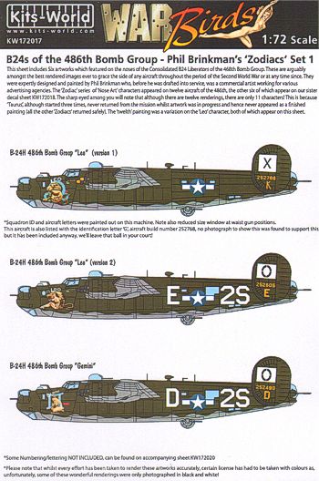 Decal 1/72 Consolidated B-24H Liberator 834th BS (Kits-World)