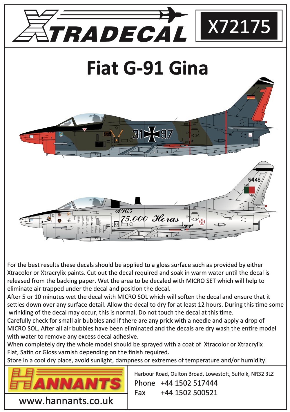 Decal 1/72 Fiat G.91R/3 (13) (Xtradecal)
