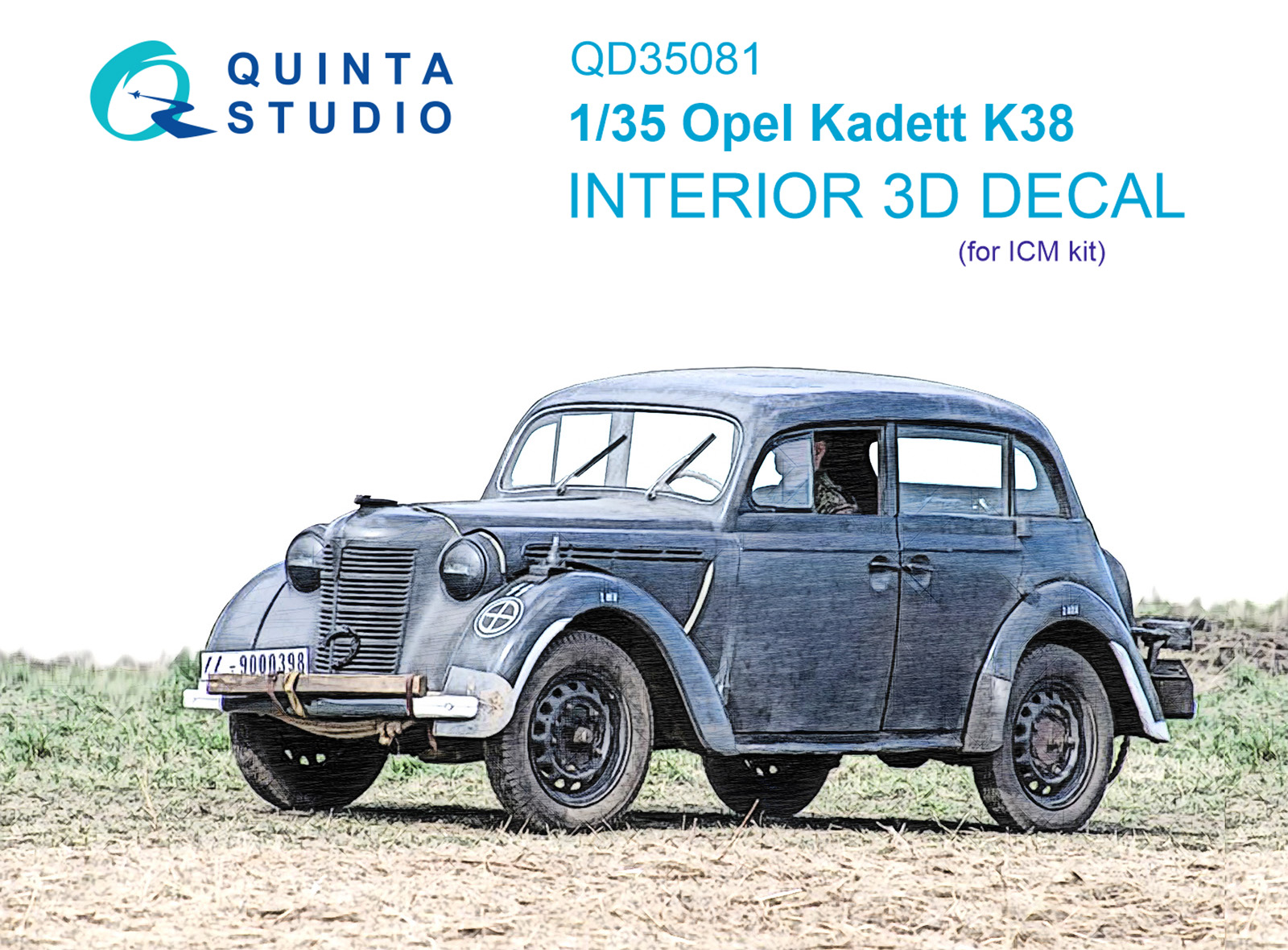 Opel kadett k38 3D-Printed & coloured Interior on decal paper (ICM)