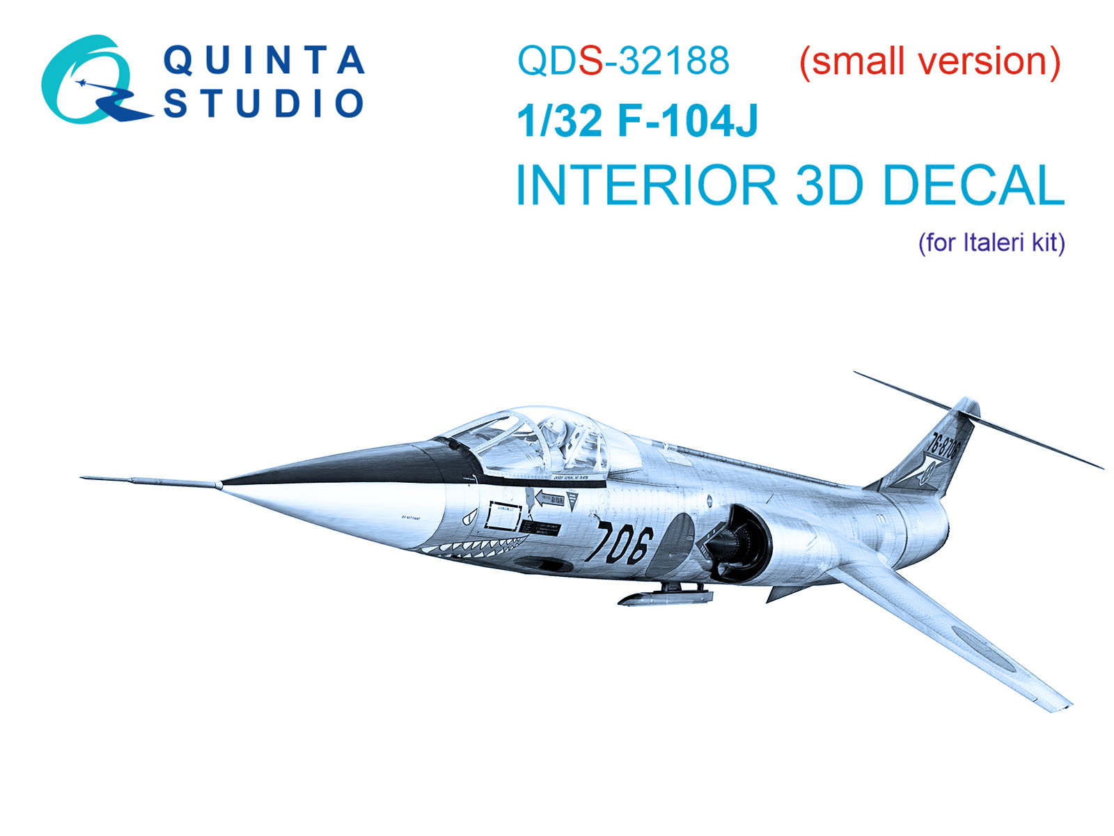 F-104J 3D-Printed & coloured Interior on decal paper (Italeri) (small version)