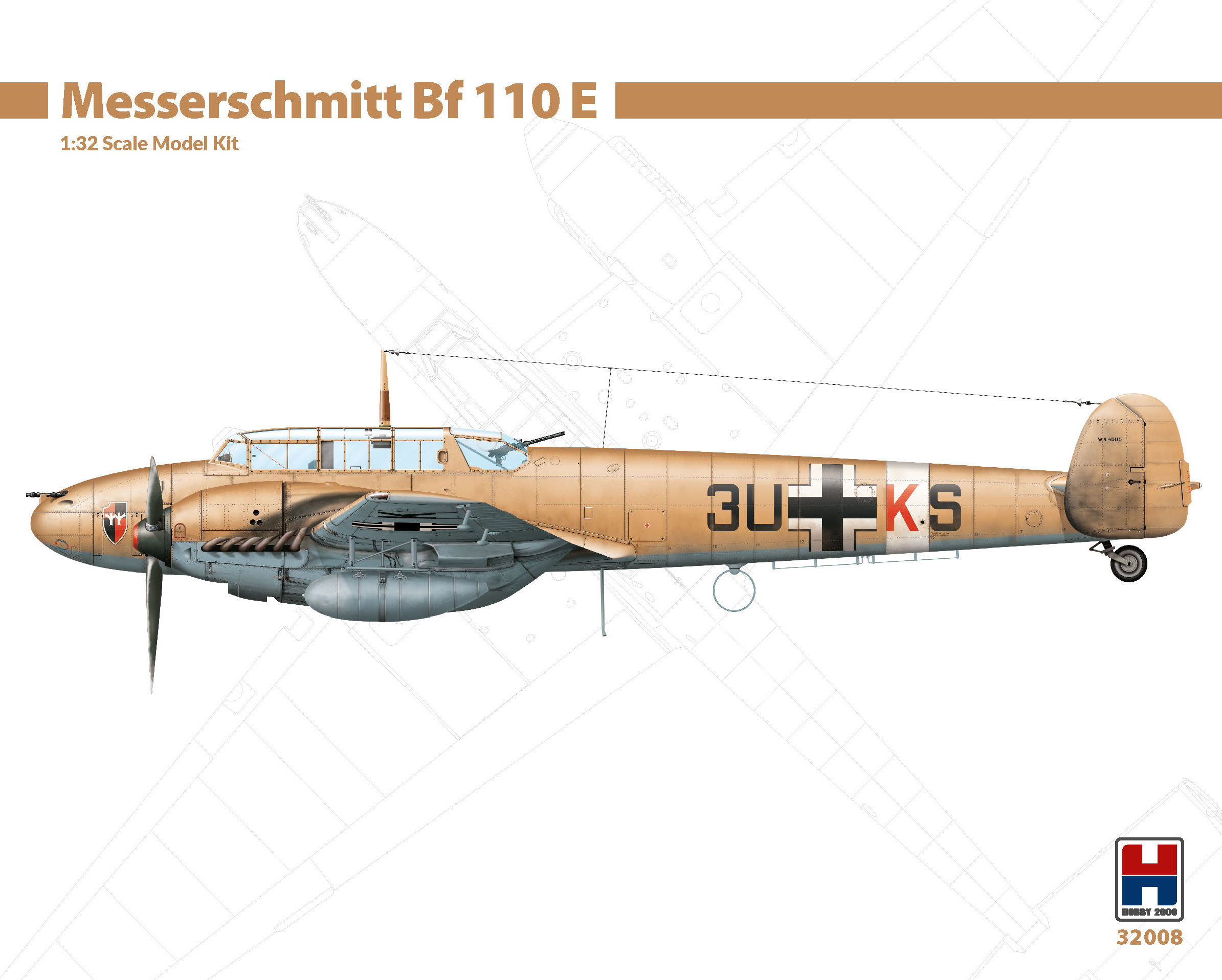 Model kit 1/32 Messerschmitt Bf-110E Dragon + Cartograf + Masks (Hobby 2000)