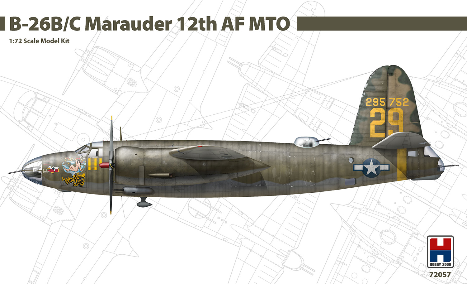 Model kit 1/72 Martin B-26B/C Marauder ex-Hasegawa + CARTOGRAF decals + MASK  (Hobby 2000)