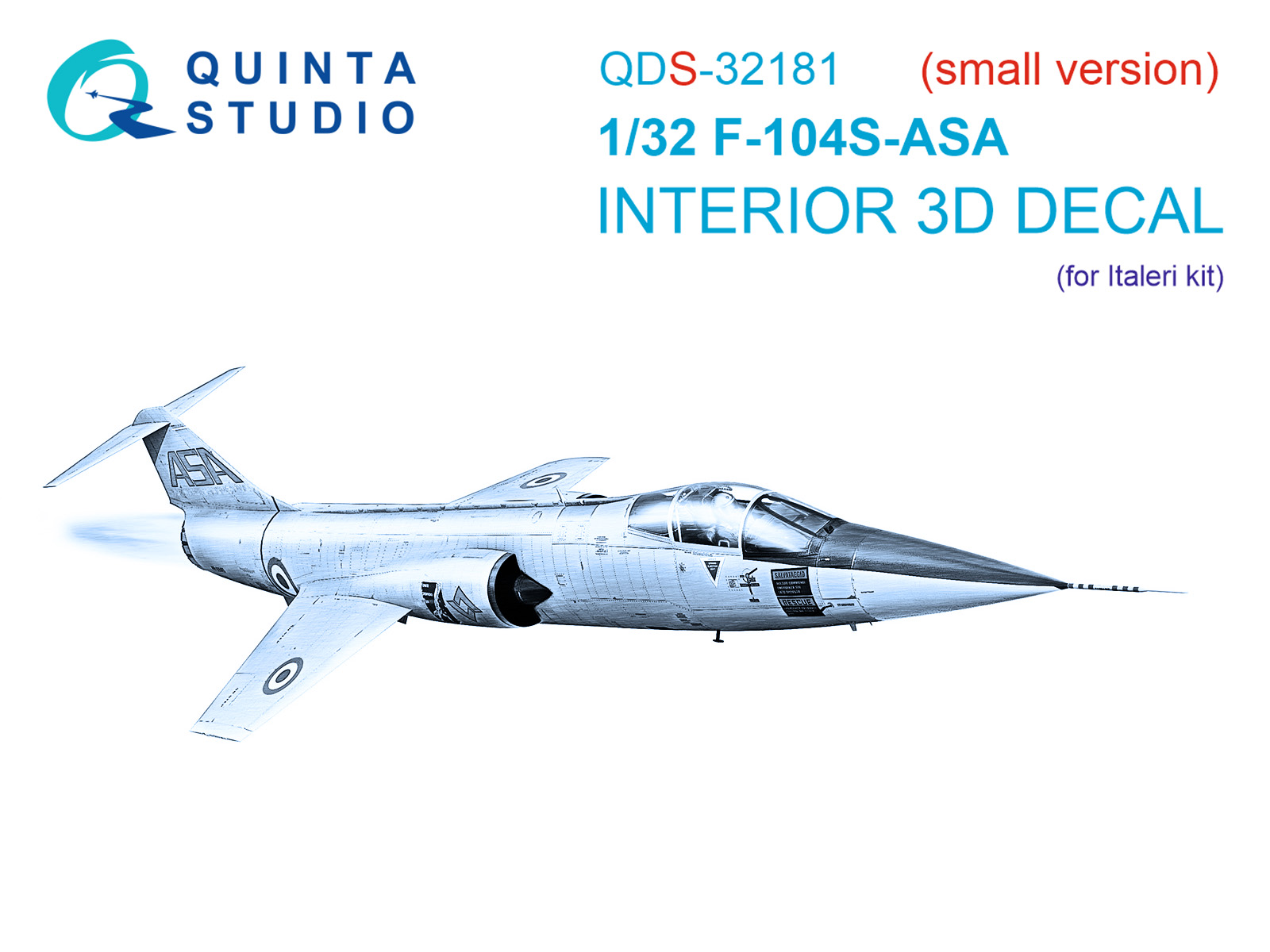 F-104S-ASA 3D-Printed & coloured Interior on decal paper (Italeri) (small version)