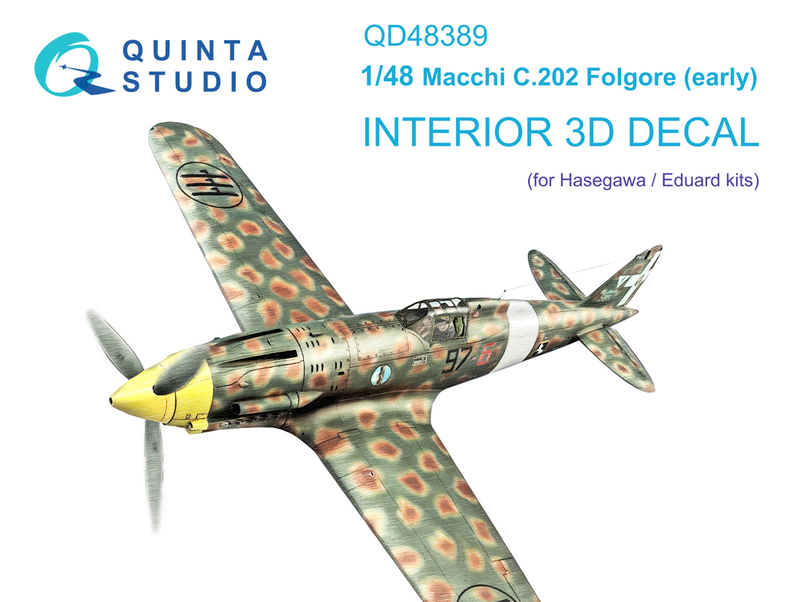 Macchi C.202 Folgore Early 3D-Printed & coloured Interior on decal paper (Hasegawa/Eduard)