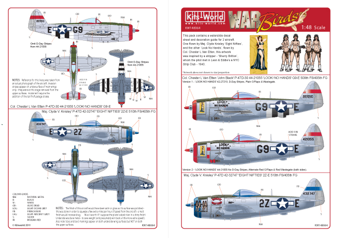 Decal 1/48 Republic P-47D Thunderbolt Eight Nifties - 'LOOK NO HANDS' (Kits-World)