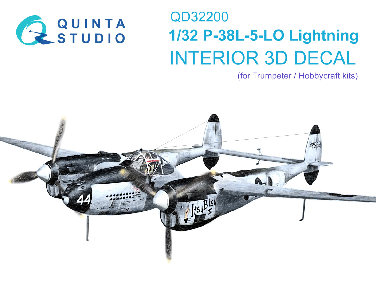 P-38L-5-LO Lightning 3D-Printed & coloured Interior on decal paper (Trumpeter/Hobbycraft)