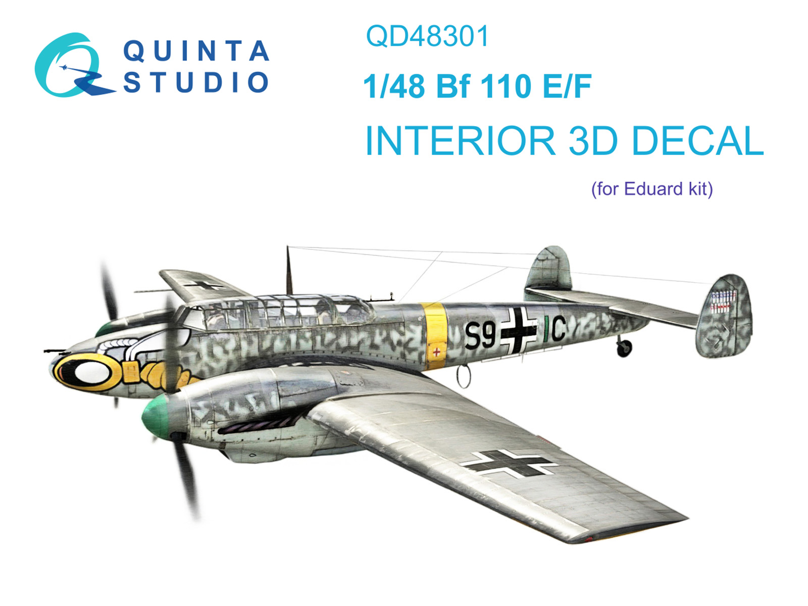 Bf 110E/F 3D-Printed & coloured Interior on decal paper (Eduard)