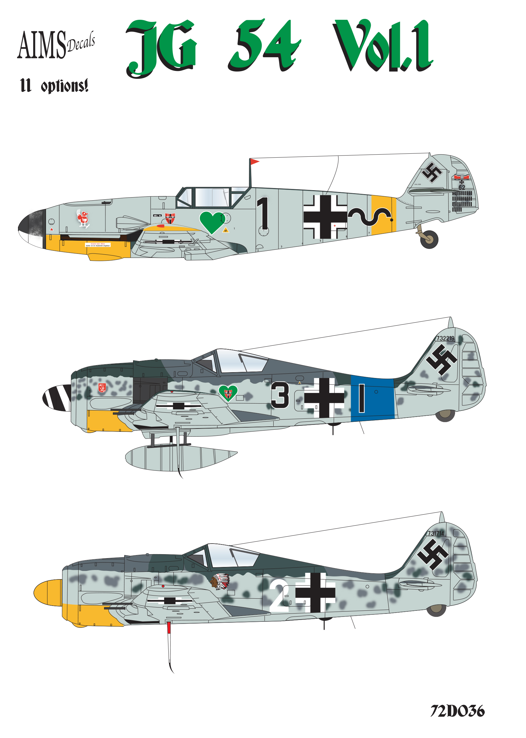Decal 1/72 JG 54 Vol.1 (Aims)