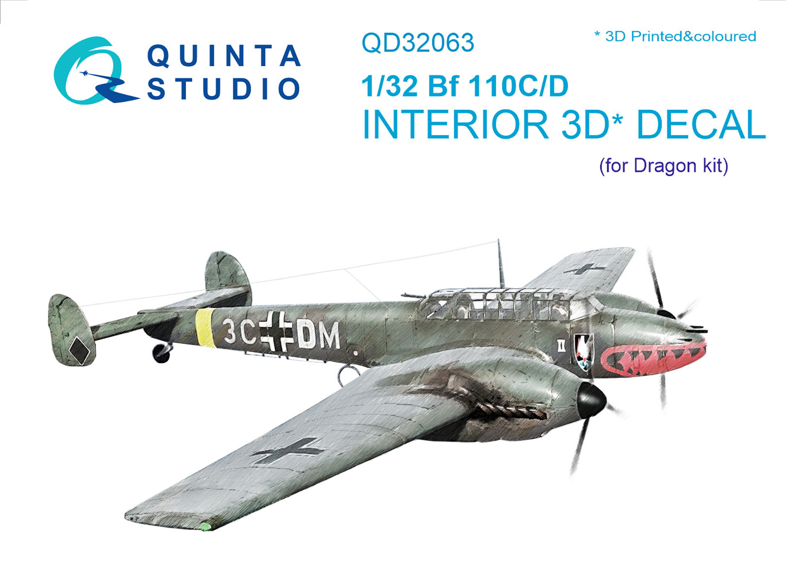Bf 110C/D 3D-Printed & coloured Interior on decal paper (for Dragon  kit)