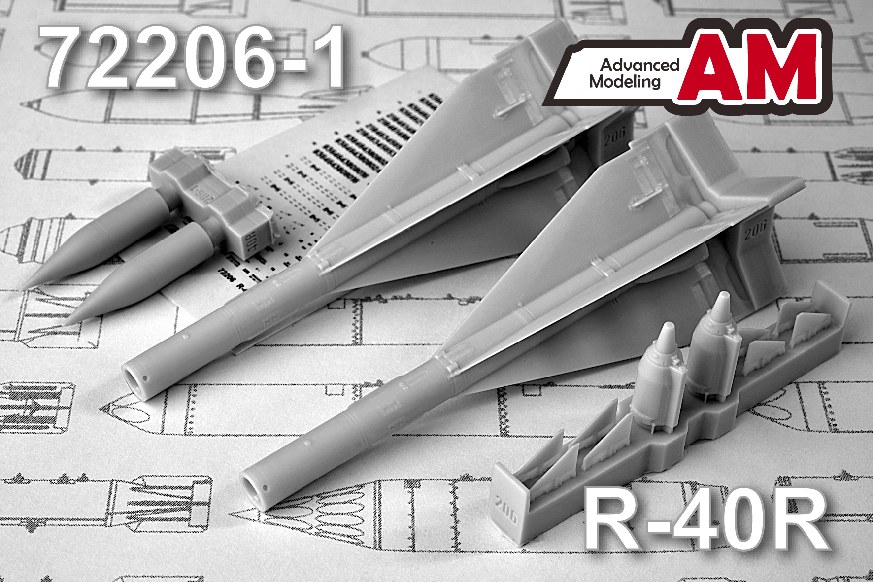 Additions (3D resin printing) 1/72 R-40RD Air to Air missile (Advanced Modeling) 