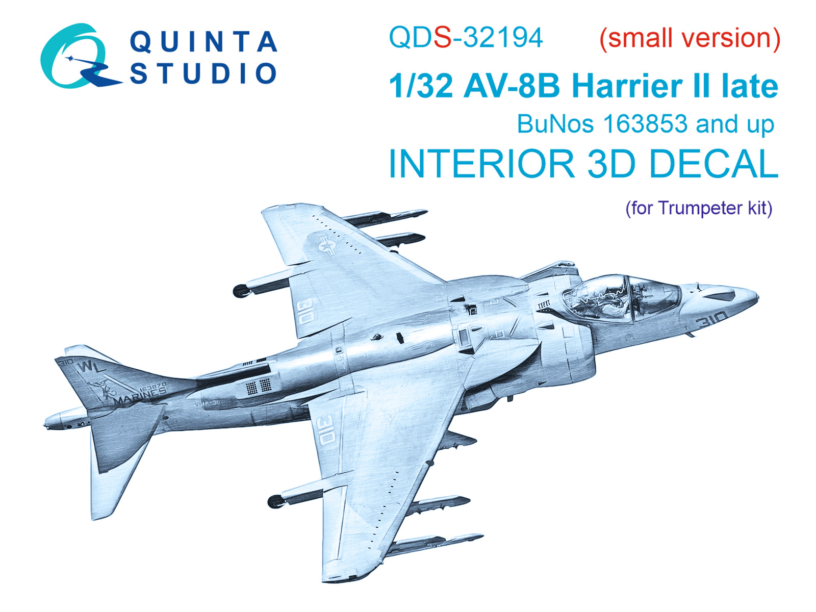 AV-8B Harrier II late 3D-Printed & coloured Interior on decal paper (Trumpeter) (Small version)