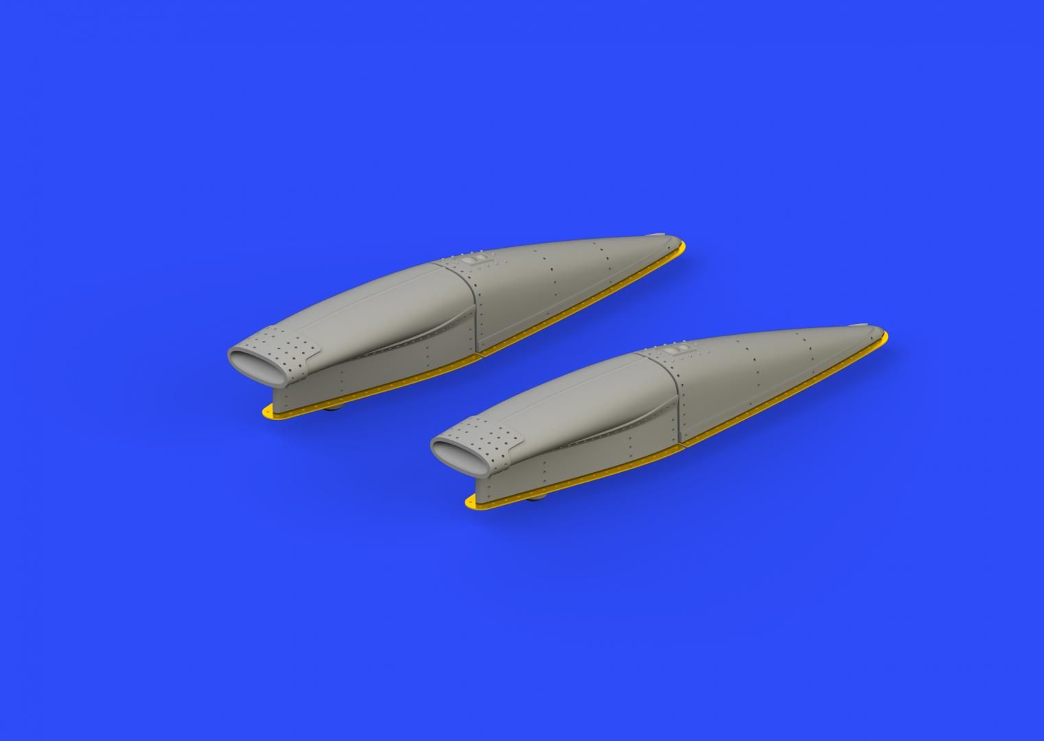 Additions (3D resin printing) 1/48 Vought F-8E Crusader air intakes (designed to be used with Eduard, Hasegawa and Hobby 2000 kits) 