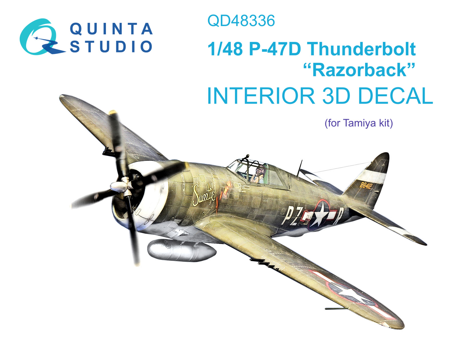 P-47D Thunderbolt Razorback 3D-Printed & coloured Interior on decal paper (Tamiya)