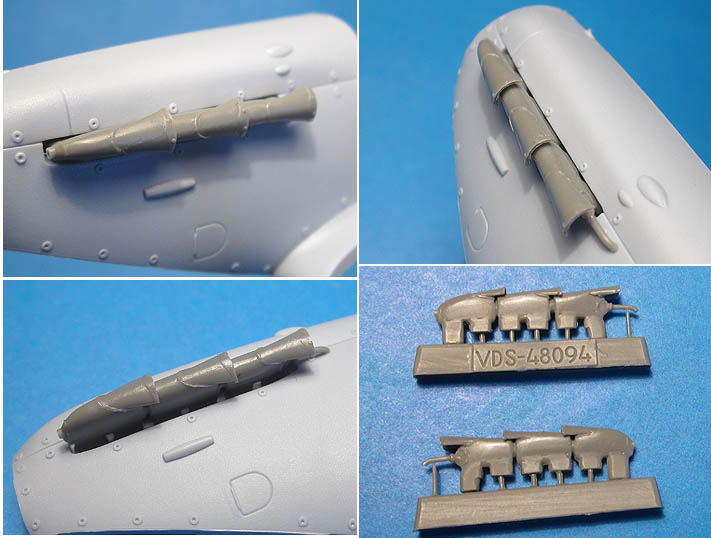 Additions (3D resin printing) 1/48 Spitfire Mk.V Exhaust Pipes (Airfix) (Vector) 