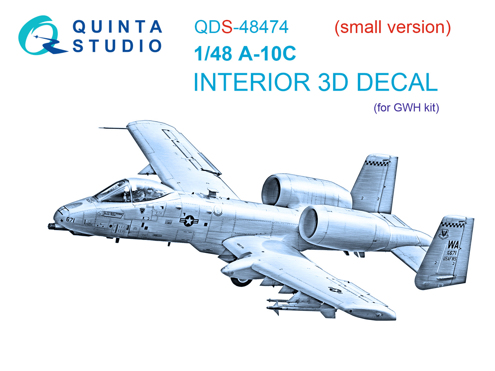 A-10C 3D-Printed & coloured Interior on decal paper (GWH) (Small version)