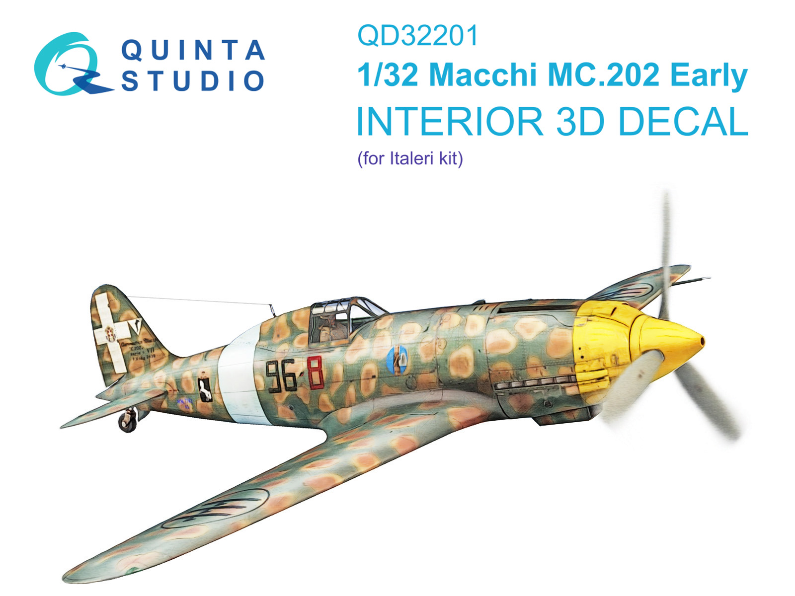 Macchi MC.202 Folgore Early 3D-Printed & coloured Interior on decal paper (Italeri)