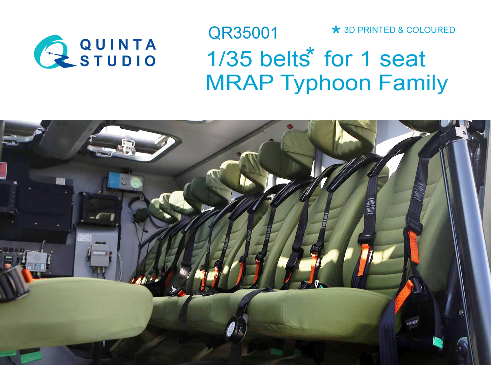 MRAP Typhoon Family belts for 1 seat, 3D-Printed & coloured on decal paper (for all kits)