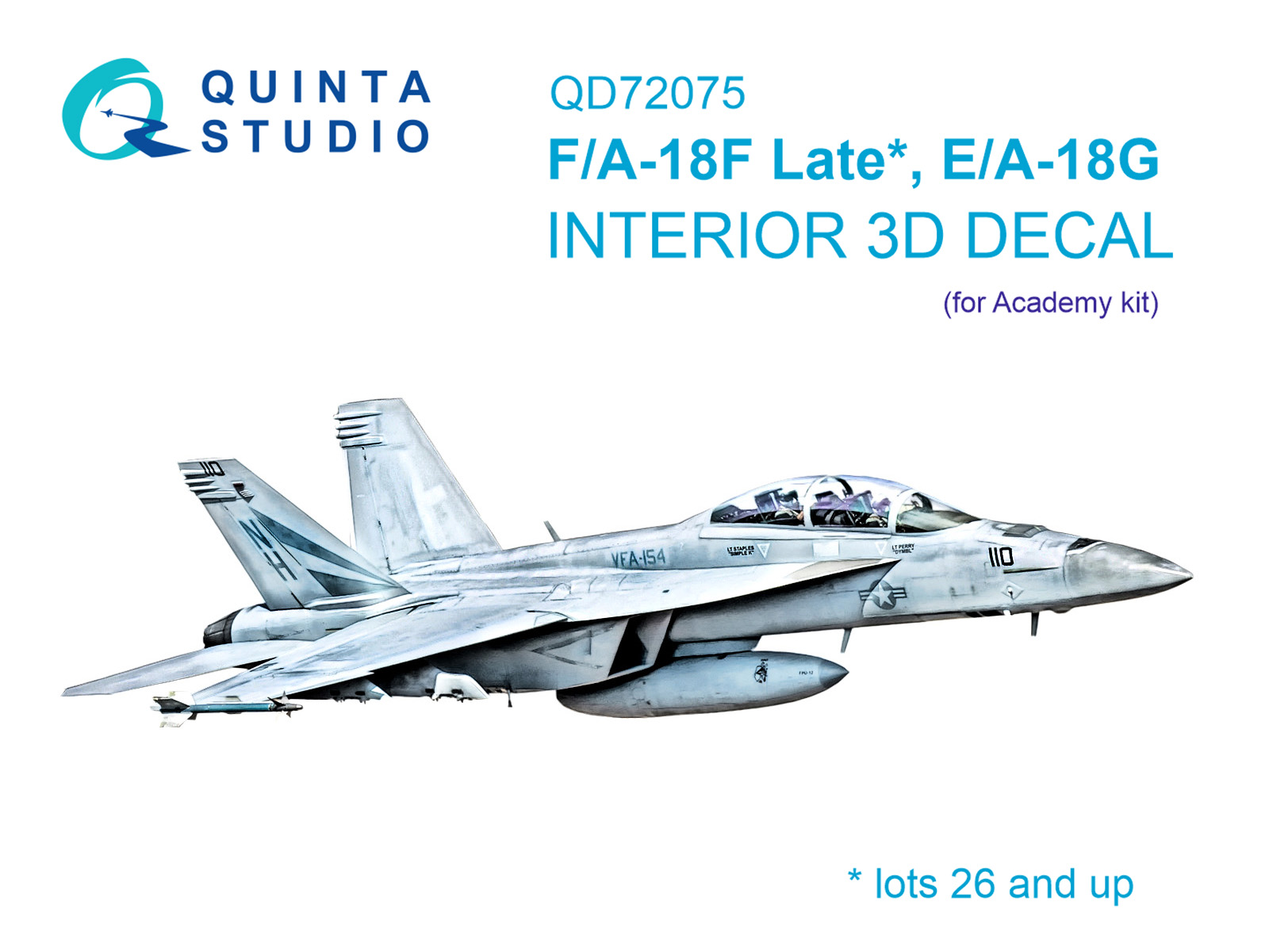 F/A-18F Late, E/A-18G 3D-Printed & coloured Interior on decal paper (Academy)