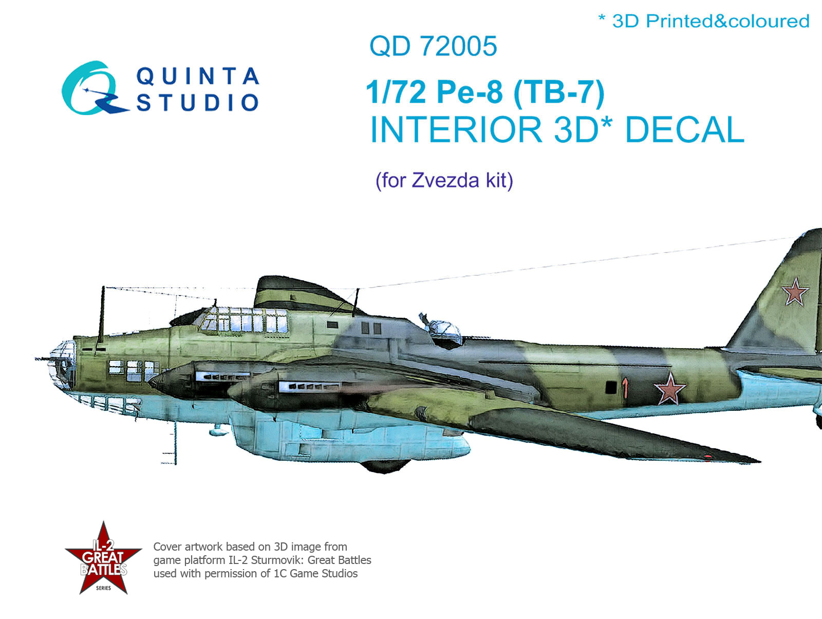 Pe-8/TB-7  3D-Printed & coloured Interior on decal paper  (for 7264, 7291 Zvezda kit)