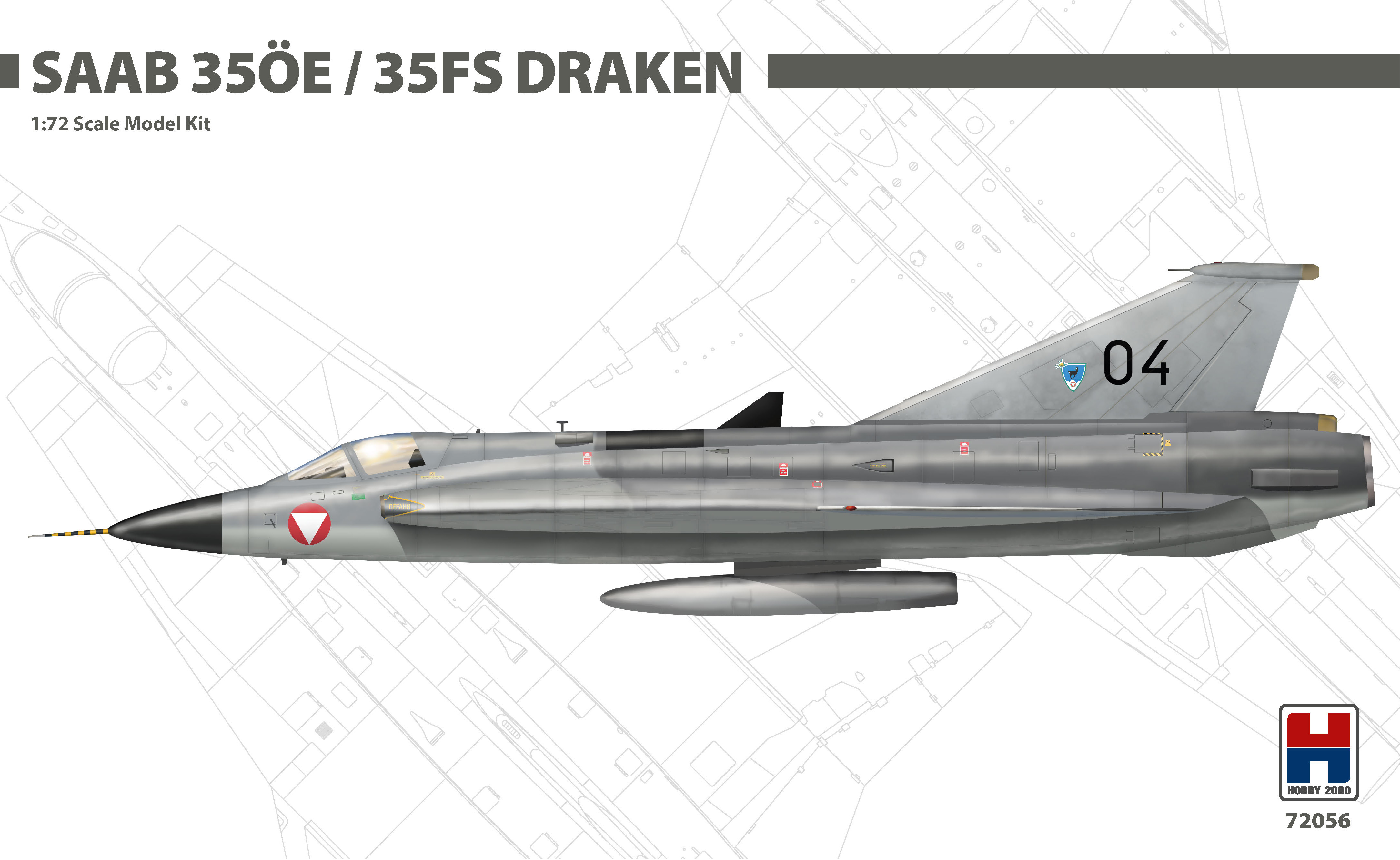 Model kit 1/72      Saab 35OE/35FS Draken ex- Hasegawa + CARTOGRAF decals + MASKS  (Hobby 2000)