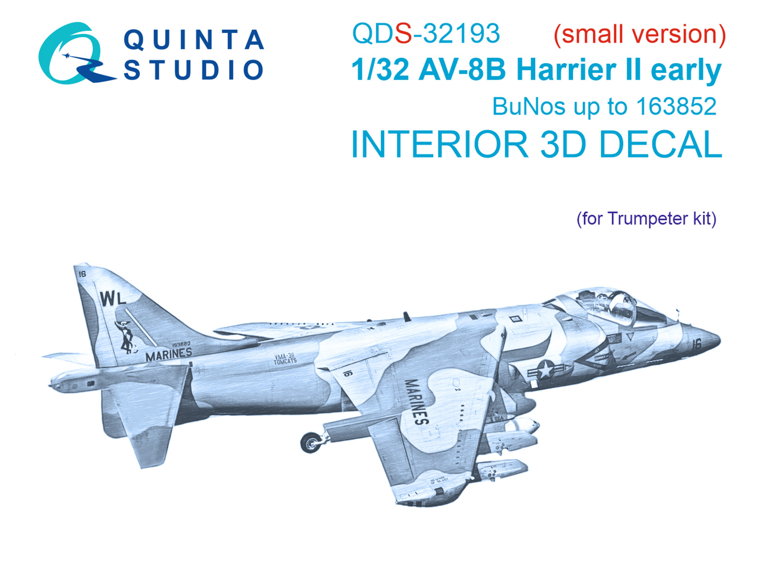 AV-8B Harrier II early 3D-Printed & coloured Interior on decal paper (Trumpeter) (Small version)