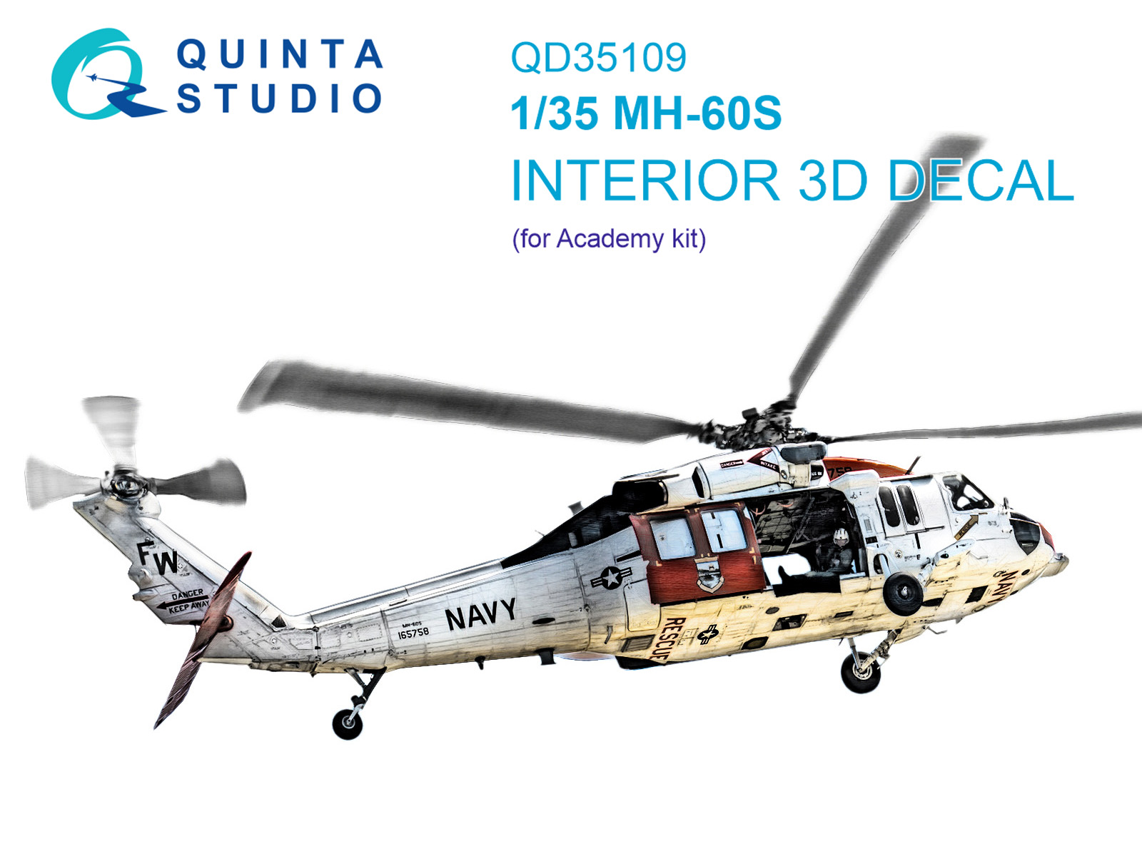MH-60S 3D-Printed & coloured Interior on decal paper (Academy)