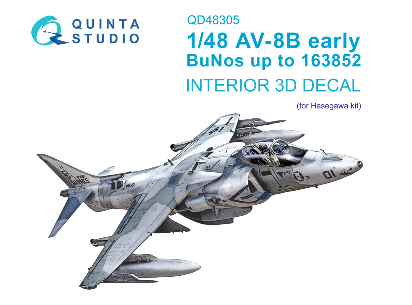 AV-8B Early 3D-Printed & coloured Interior on decal paper (Hasegawa)