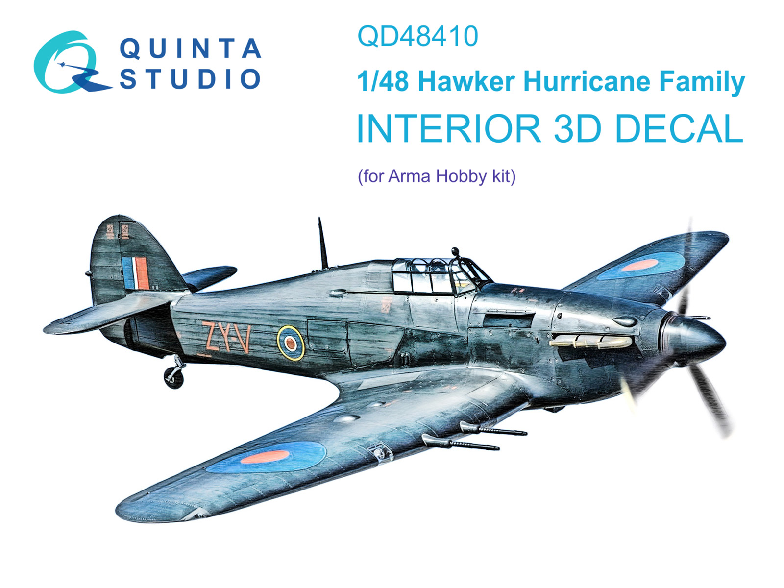 Hurricane family 3D-Printed & coloured Interior on decal paper (Arma Hobby)