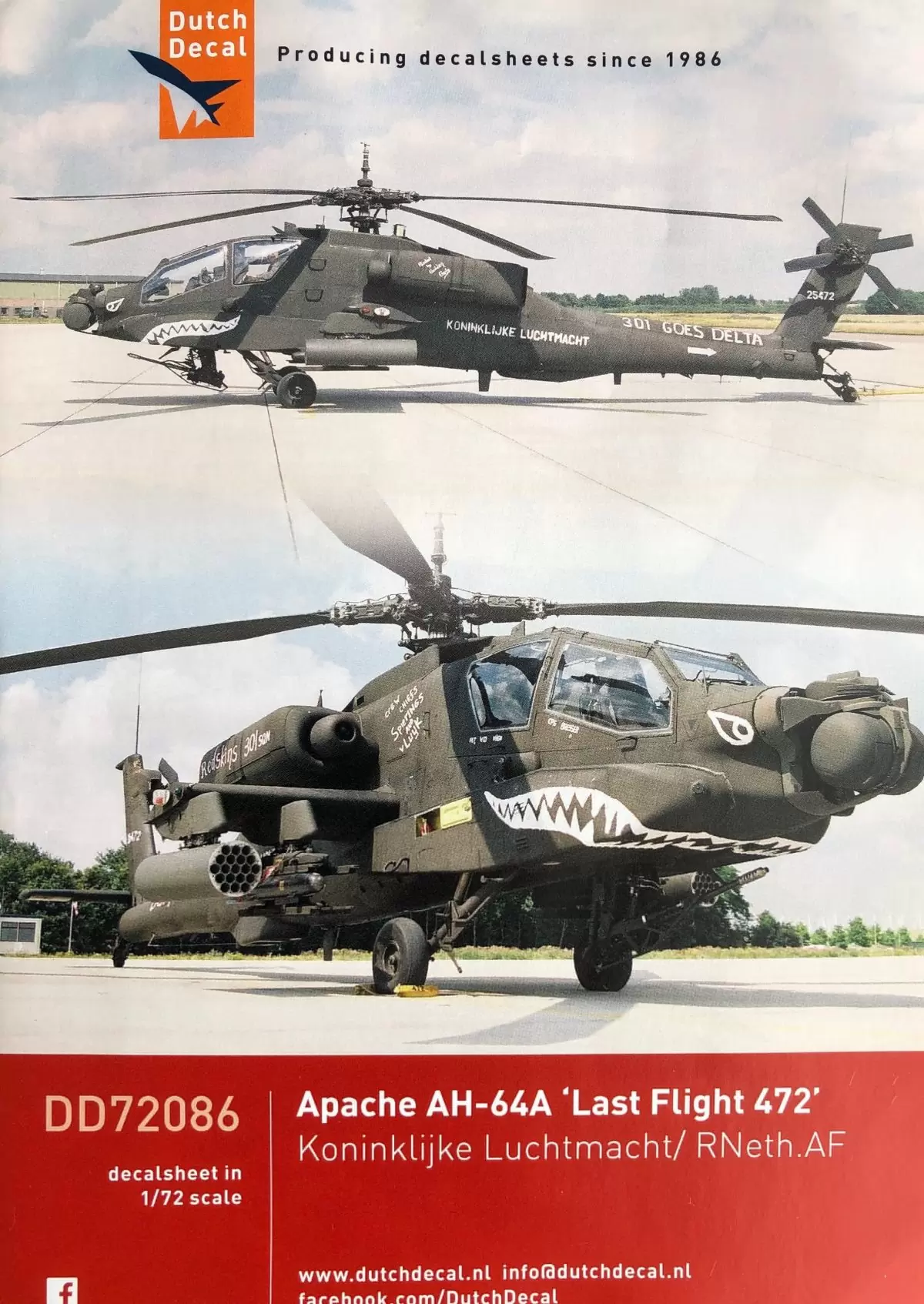 Decal 1/72 Apache AH-64A 'Last Flight 472' (Dutch Decal)