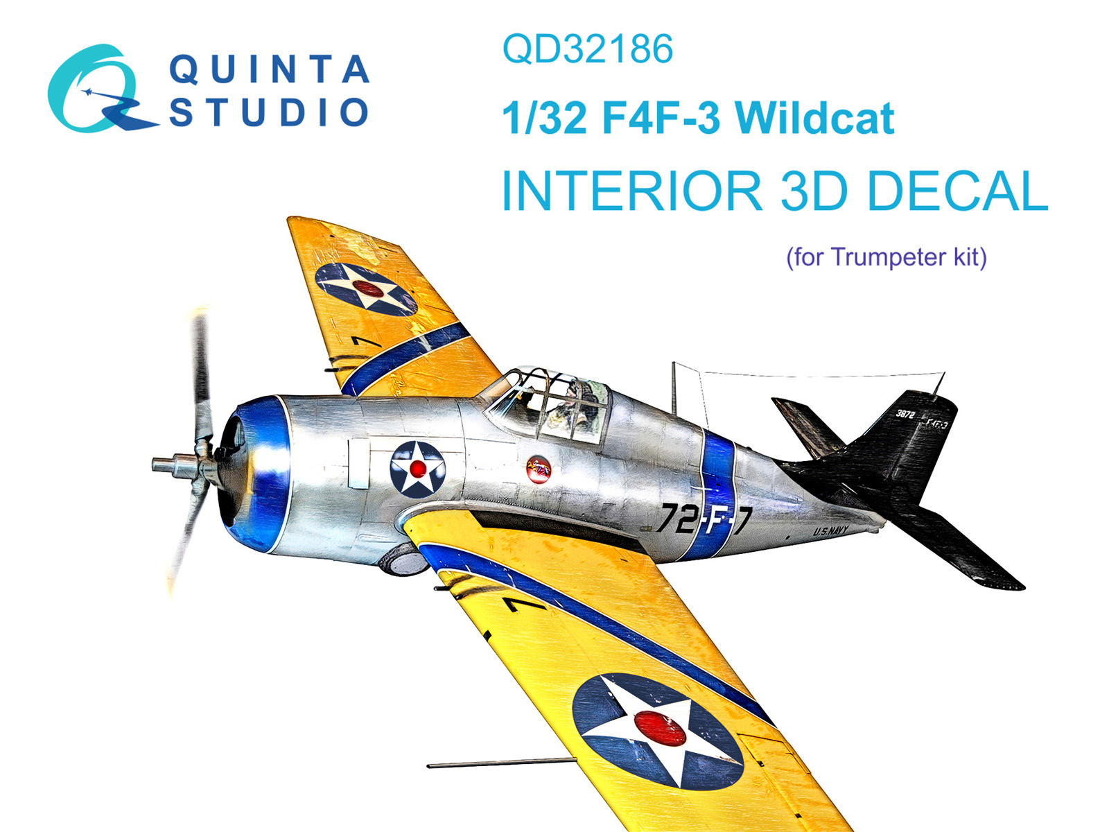 F4F-3 Wildcat 3D-Printed & coloured Interior on decal paper (Trumpeter)