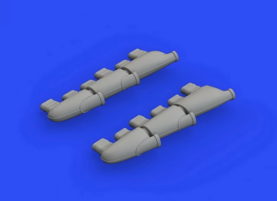 Additions (3D resin printing) 1/48 Supermarine Spitfire Mk.I exhaust stacks (designed to be used with Eduard kits) 