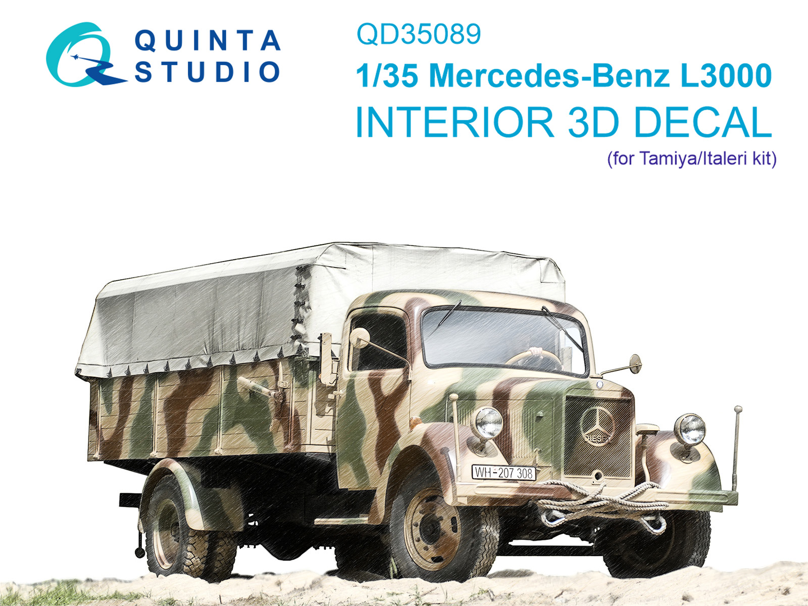 Mercedes-Benz L3000 3D-Printed & coloured Interior on decal paper (Tamiya/Italeri)