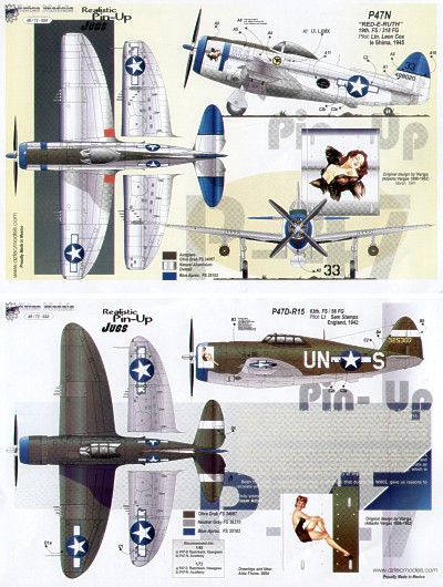 Decal 1/72 Pin Up Thunderbolts (2) Republic P-47D Thunderbolt 'Razorback' (Aztec)