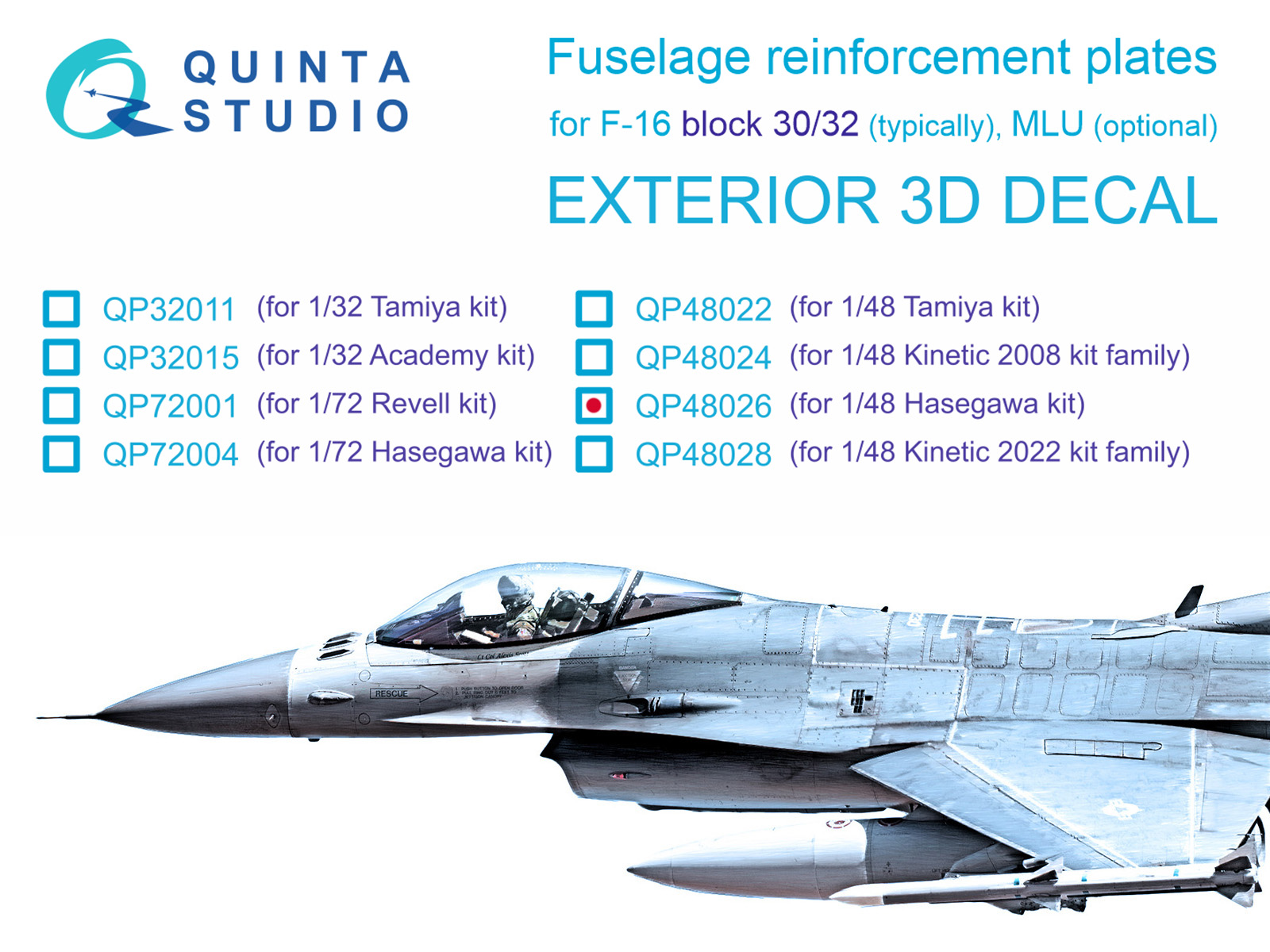 F-16 block 30/32 reinforcement plates (Hasegawa)