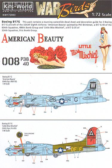 Decal 1/72 Boeing B-17G Flying Fortress (2) (Kits-World)