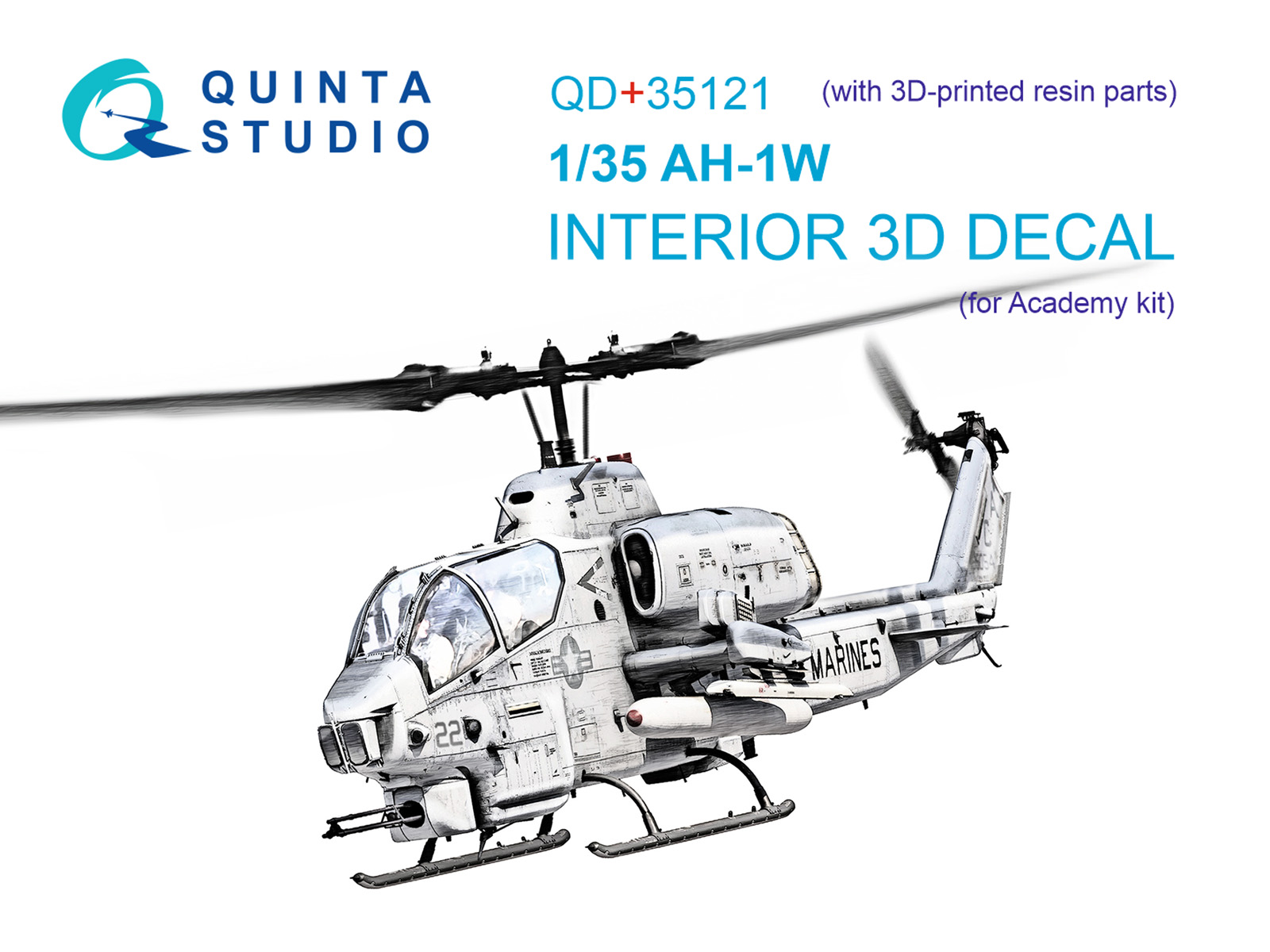 AH-1W 3D-Printed & coloured Interior on decal paper (Academy) (with 3D-printed resin parts)