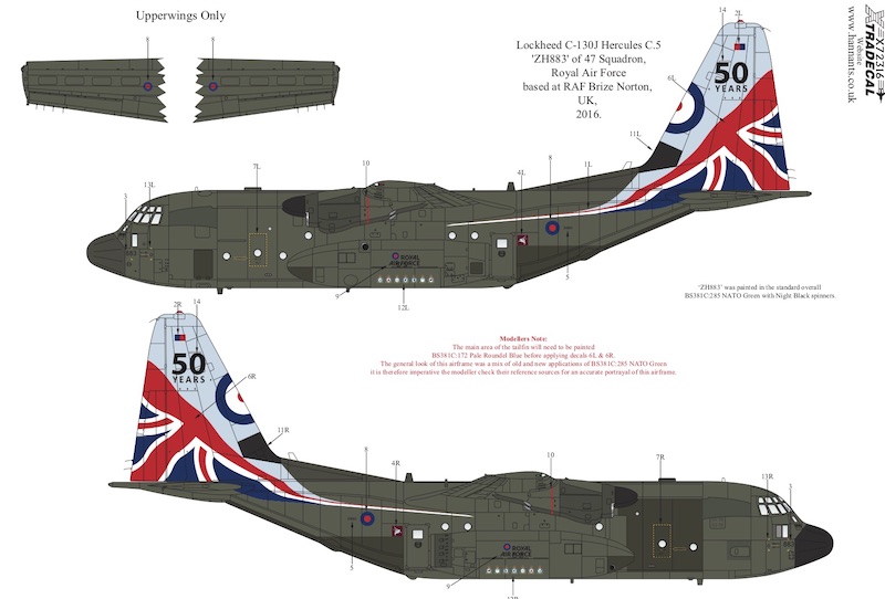 Decal 1/72 RAF Lockheed C-130J Hercules C.5 Special Schemes Pt1 (1) (Xtradecal)