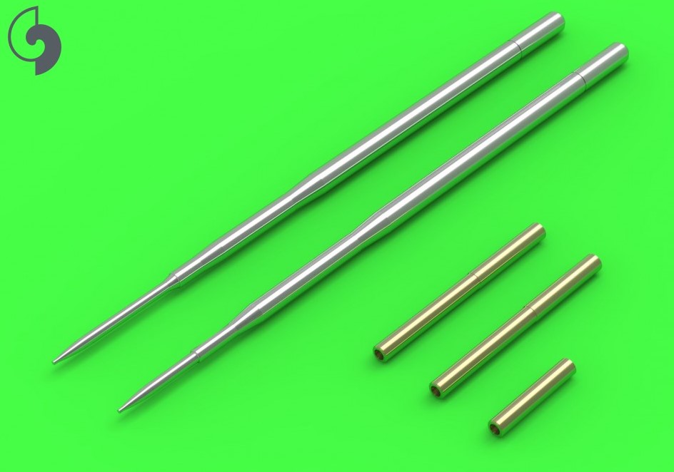 Aircraft detailing sets (brass) 1/32 Mikoyan MiG-17PF (Fresco D) - 23mm gun barrels set & Pitot Tubes (designed to be used with Trumpeter kits) 