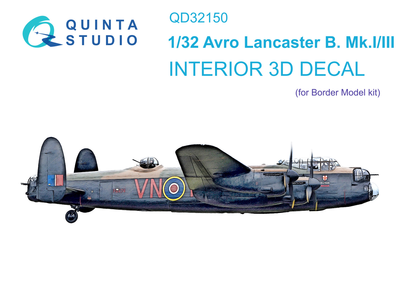 Avro Lancaster B. Mk.I/III 3D-Printed & coloured Interior on decal paper (Border Model)