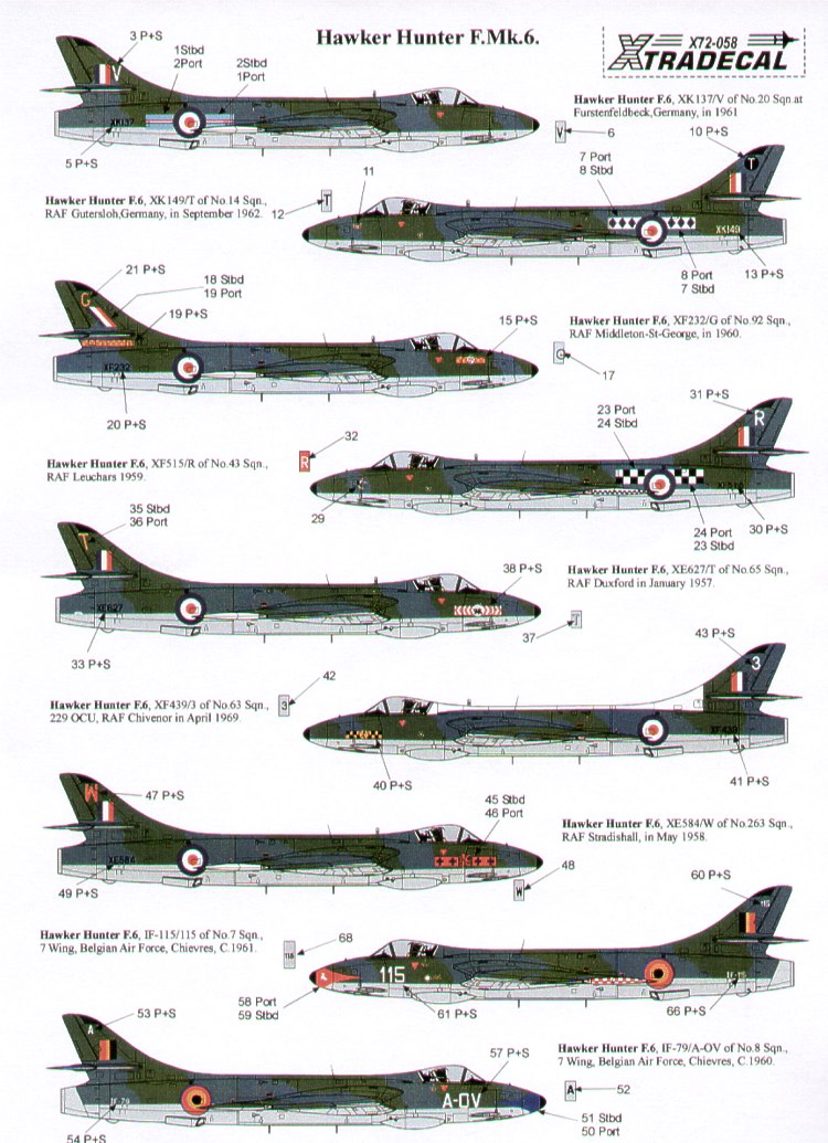 Decal 1/72 Hawker Hunter F.6 (13) (Xtradecal)