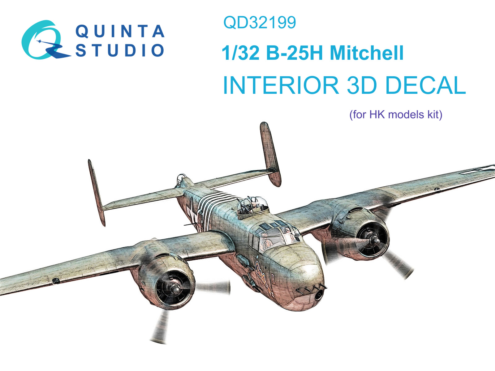 B-25H Mitchell 3D-Printed & coloured Interior on decal paper (HK models)
