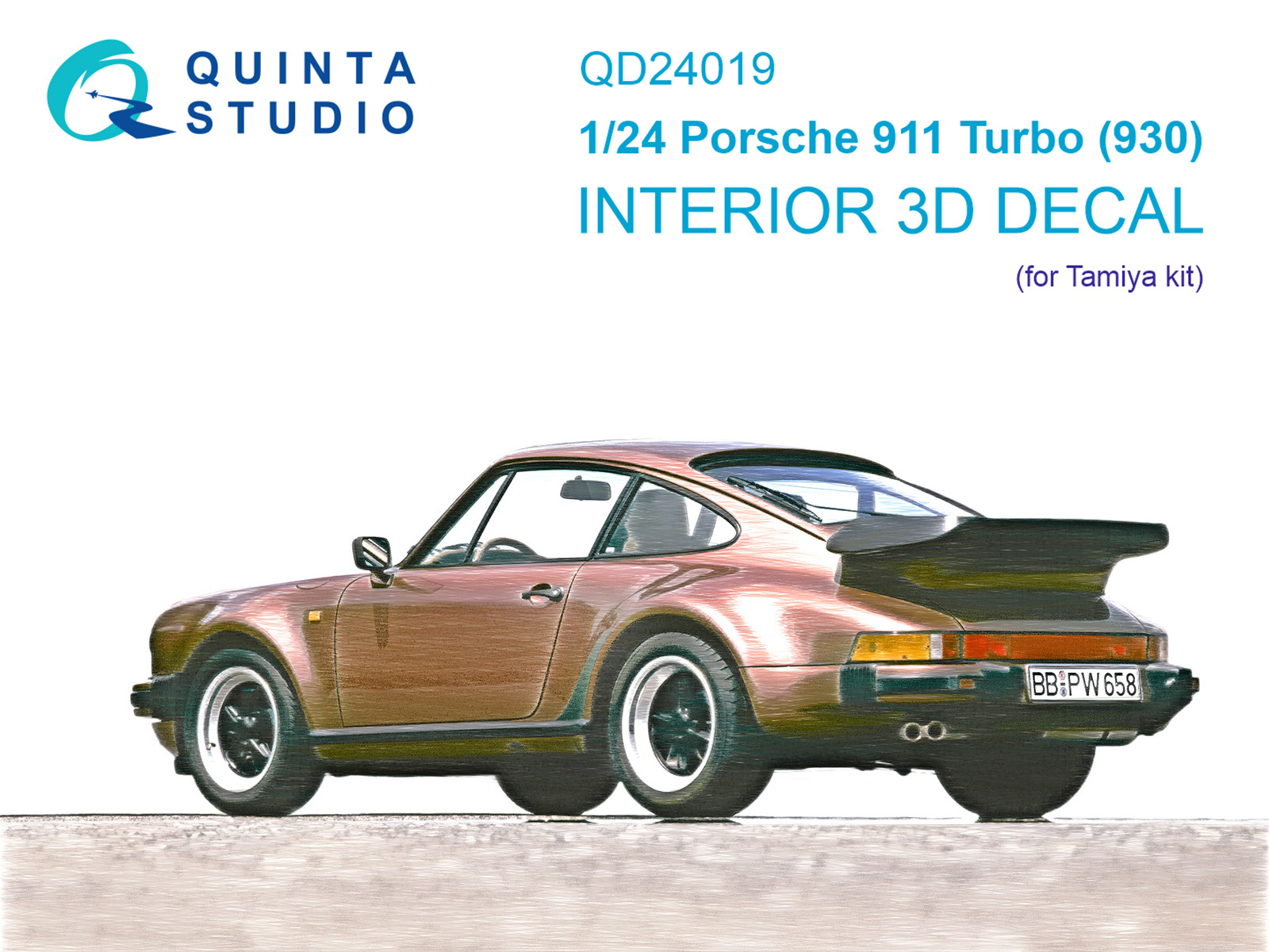 Porsche 911 Turbo (930) 3D-Printed & coloured Interior on decal paper (Tamiya)