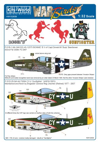 Decal 1/32 North-American P-51B-1-NA (NA102) 43-12375 BONNIE (Kits-World)