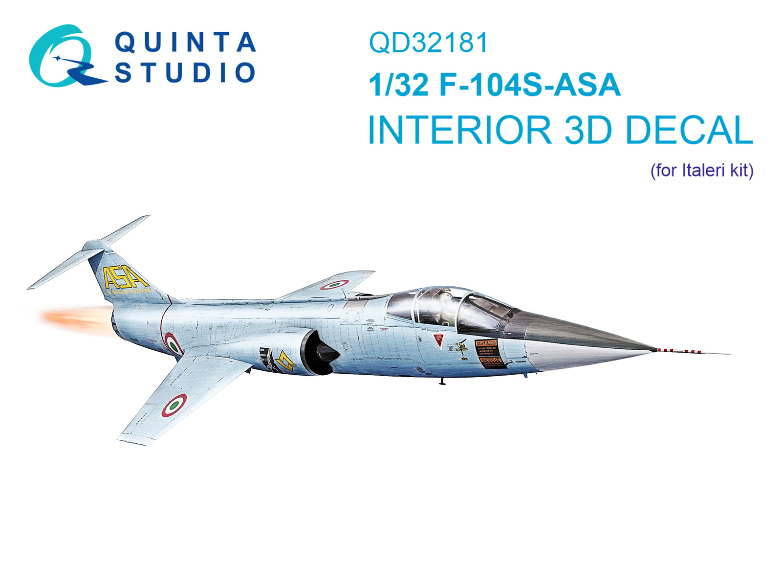 F-104S-ASA 3D-Printed & coloured Interior on decal paper (Italeri)