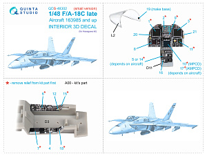 3D Декаль интерьера кабины F/A-18C late (Hasegawa) (Малая версия)
