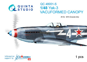 Yak-3 vacuuformed clear canopy, 1 pcs, (for 4814 Zvezda kit)