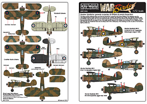 Decal 1/72 Gloster Gladiator general cocardes, ID letters & serial characters (Kits-World)