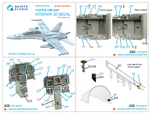 3D Декаль интерьера кабины F/A-18D late (Academy) (малая версия)
