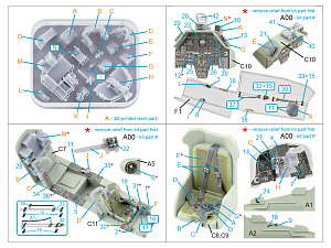 AH-1W 3D-Printed & coloured Interior on decal paper (Academy) (with 3D-printed resin parts)