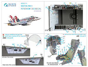 3D Декаль интерьера кабины F/A-18A++ (Academy)